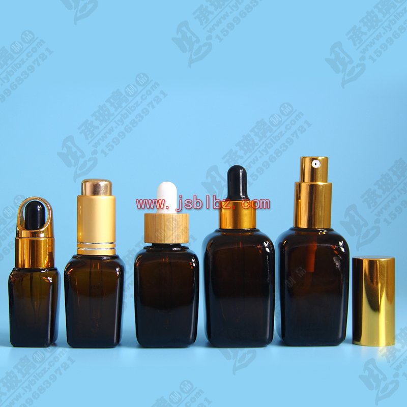 方形玻璃瓶棕色精油瓶化妝品包裝瓶食品級(jí)